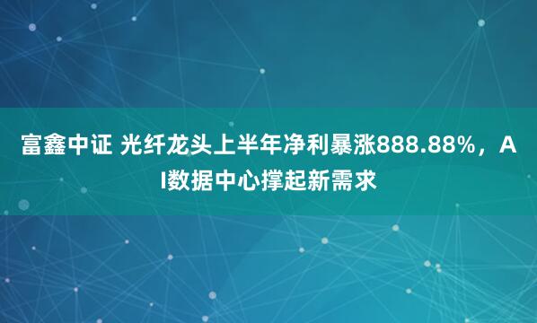 富鑫中证 光纤龙头上半年净利暴涨888.88%，AI数据中心撑起新需求